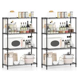 Costway - 2 PCS Metal Storage Shelving Unit, 1000 LBS Storage Organizer with V-Shaped Rack - Black