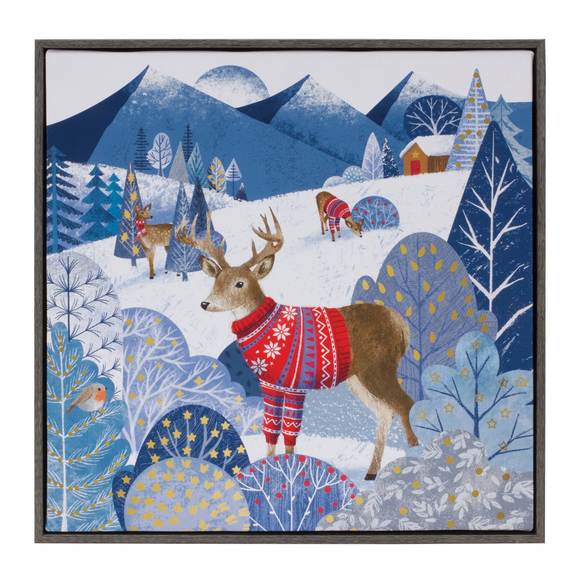 Back. BreeBe - Framed Forest Friends Print (Set of 2) - Blue, White.