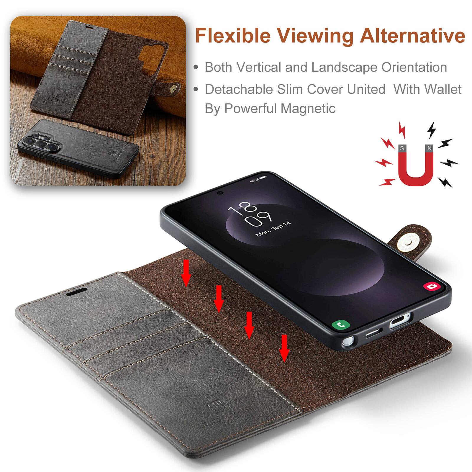 Flexible Viewing Alternative  
Both Vertical and Landscape Orientation  
Detachable Slim Cover United With Wallet By Powerful Magnetic  

18 09 14 Sep Mon, S N U D