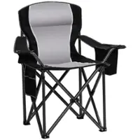 Bestier Folding Steel Camping Chair with Side Pocket and Cup Holder for Fishing,Camping - Black - Front_Zoom
