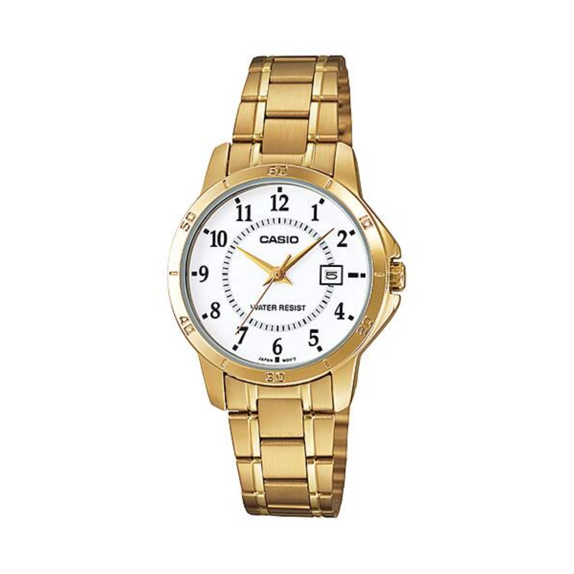 Casio - Women’s Stainless Steel Analog Watch White Dial - LTP-V004G-7BUDF - Gold
