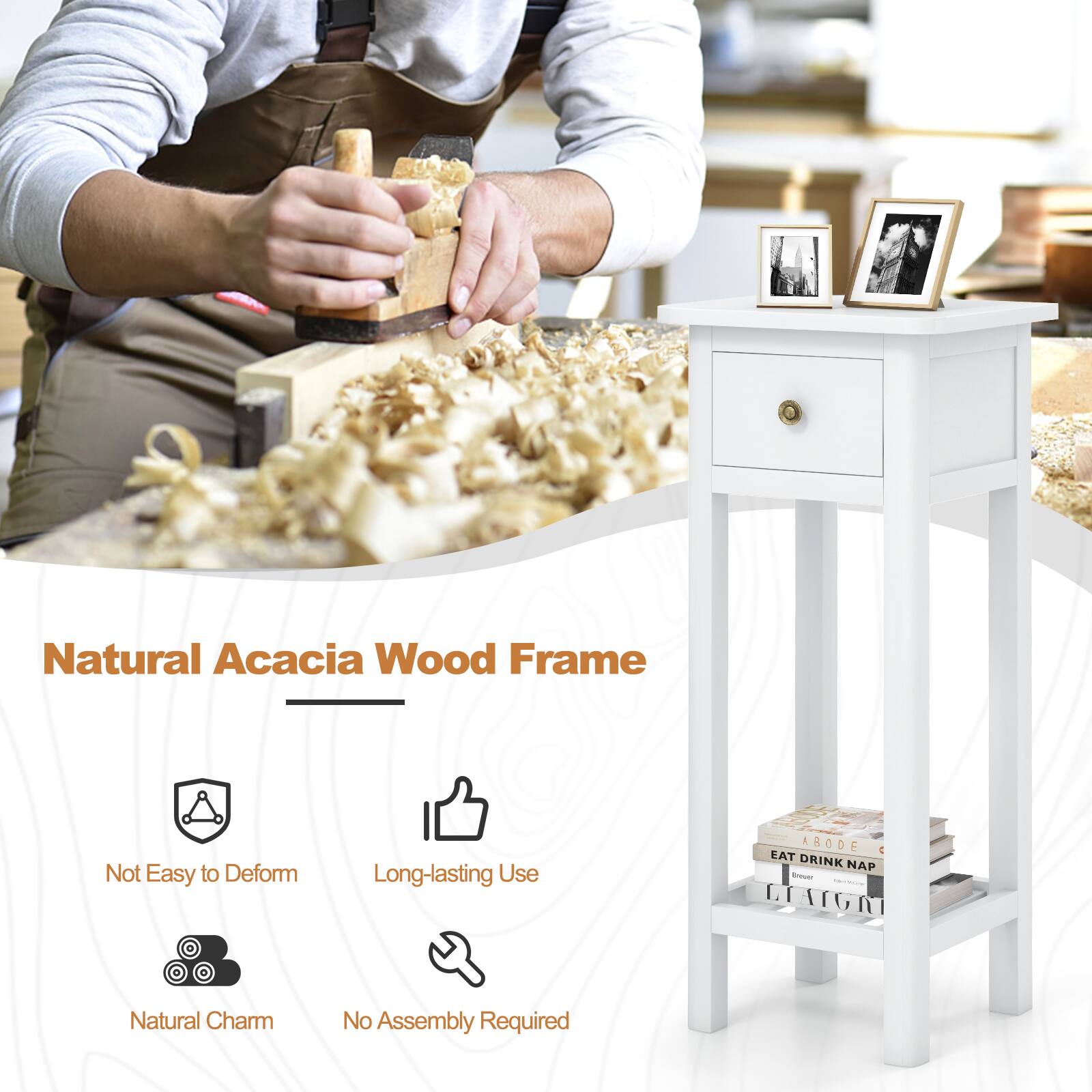 Natural Acacia Wood Frame

Not Easy to Deform
Long-lasting Use
Natural Charm
No Assembly Required