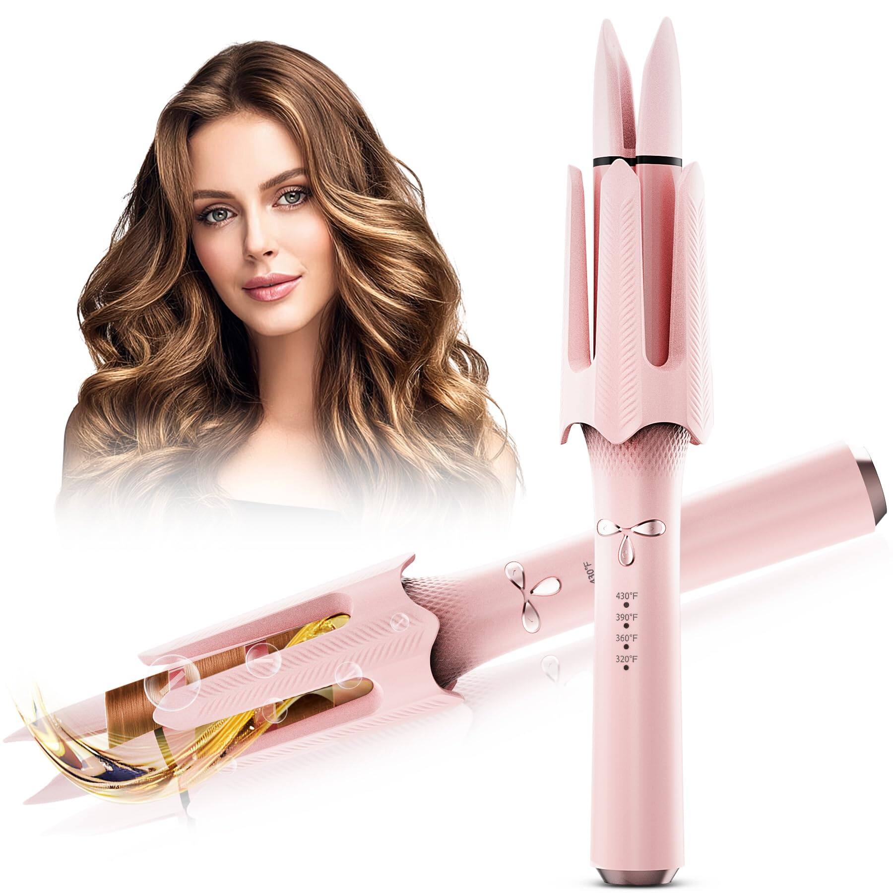 VEGA AUTOMOTIVE - Auto Rotating Hair Curler 4 Temperature And Timer Settings Automatic Curling Iron With Shut off Anti tang - Pink