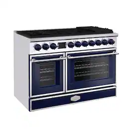 Akicon - 6.7 Cu.ft Freestanding Gas Rapid Convection Range with 8 Sealed Burners and Cast Iron Grates in Cobalt Blue - Cobalt Blue