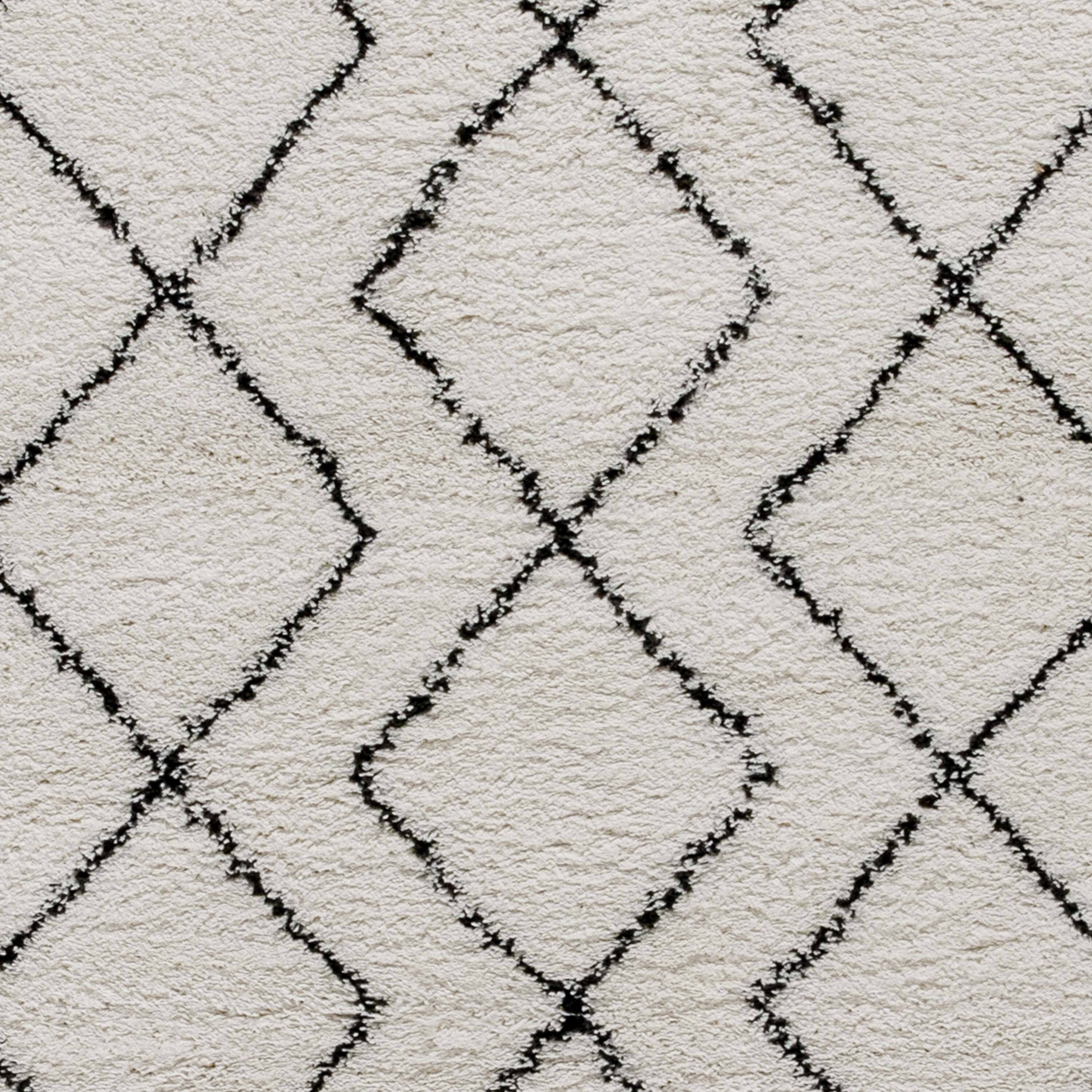 Alt View 7. Emma + Oliver - Geometric Bohemian Shag Rug - Ivory/Black.