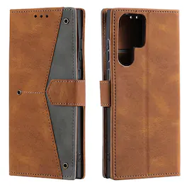 Dteck - Wallet Case for Samsung Galaxy S24 Ultra,Vintage PU Leather Flip Card Holder Kickstand Magnetic Closure Phone Cover - Brown