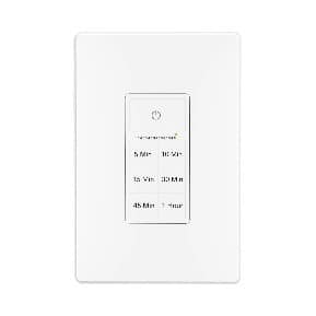 BN-LINK - Countdown Timer Switch for Bathroom Fans & Lights, 5-10-15-30-45-60min, Neutral Wire, Wall Plate, ETL - White