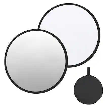 Front. Unique Bargains - 2pcs 31"/80cm 2-in-1 Collapsible Light Reflector with Bag for Studio/Outdoor - Silver/White.