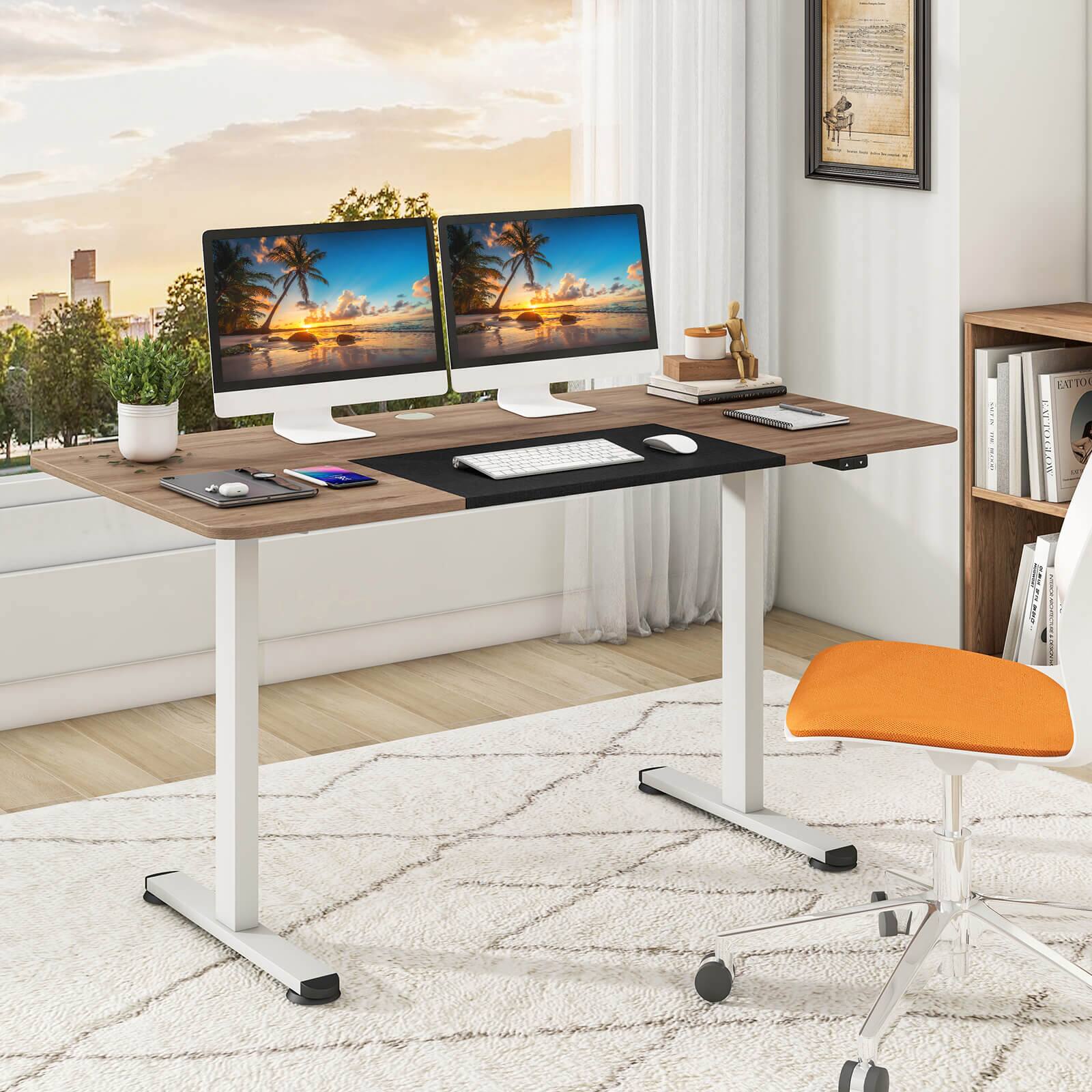 Alt View 11. Costway - Adjustable Standing Desk with Electronic Controls - 55" Wide - Natural and White.
