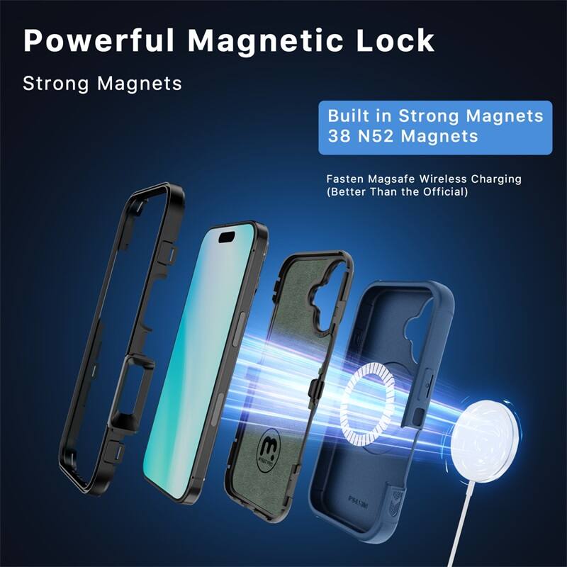 Powerful Magnetic Lock
Strong Magnets
Built in Strong Magnets
38 N52 Magnets
Fasten Magsafe Wireless Charging (Better Than the Official)