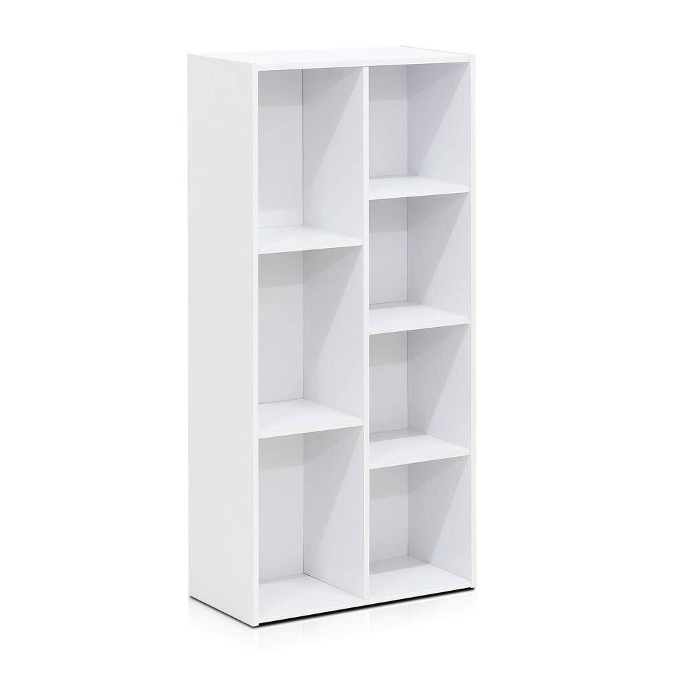 Angle. Hivvago - Modern 42-inch High Bookcase with 7 Open Shelves in White Wood Finish - white.