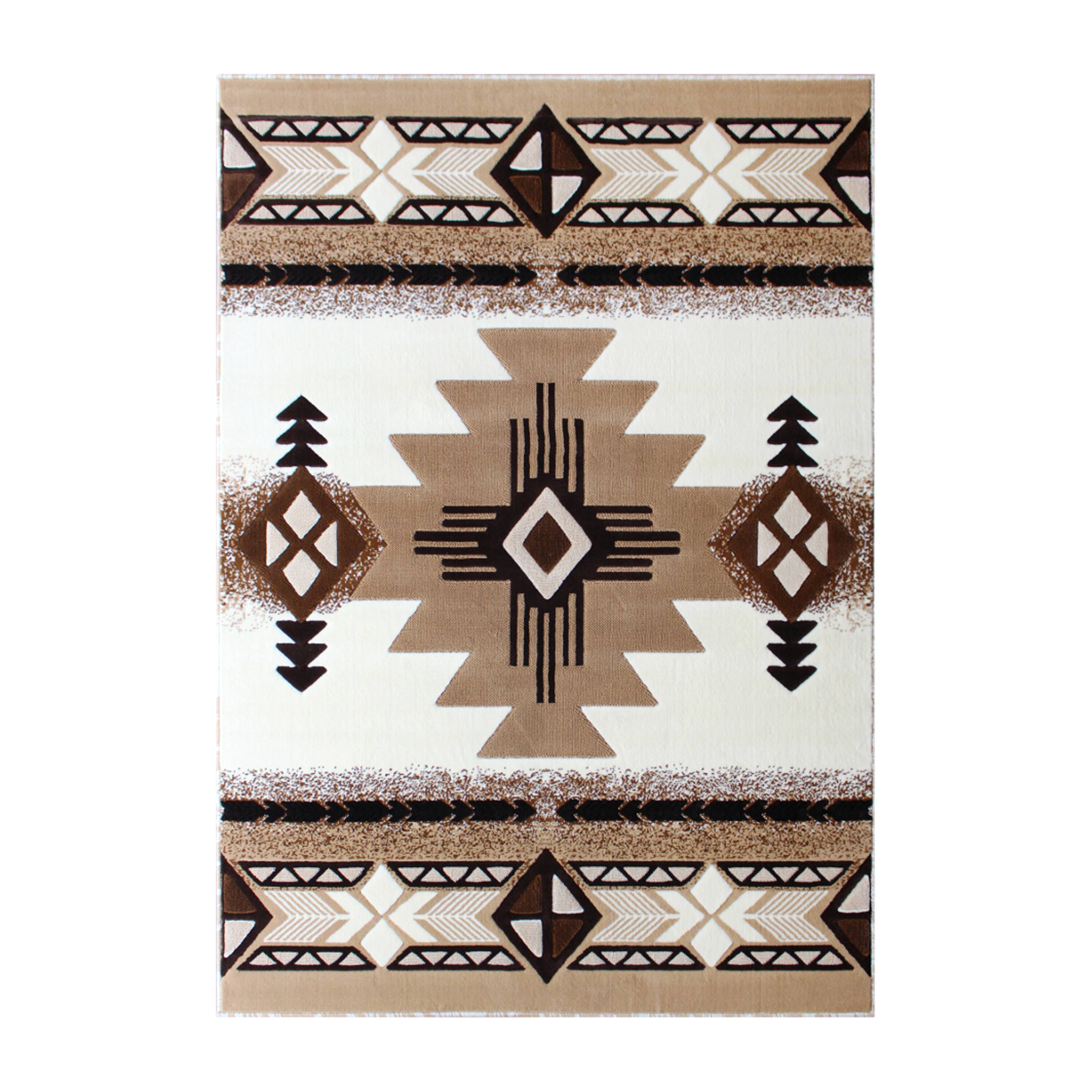 Alt View 1. Emma + Oliver - Santa Fe Olefin Accent Rug with Complementary Southwestern Pattern and Jute Backing - Ivory.