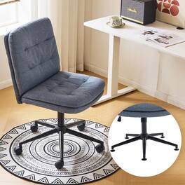 Winado - Mid Back Armless Rolling Cross Legged Chair Wheels 360° Swivel Adjustable Height for Computer Office Desk Makeup Chair - Navy Blue