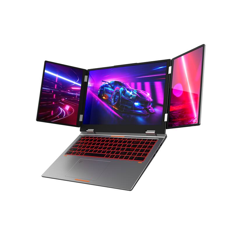 Alt View 3. Hotface - Hotface Triple-Screen,16" WUXGA+Dual 10.5" Displays,Intel i7-12700H,32GB RAM,1TB SSD,Win 11 Pro,Gray - Gray.