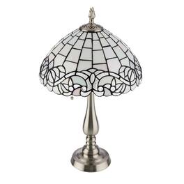Lavish Home - Tiffany Table Lamp with Stained Glass Shade, 14”x23” - Silver