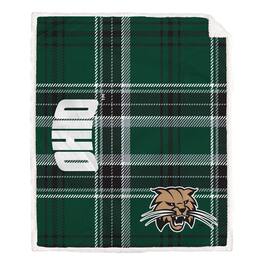 Pegasus - Ohio Bobcats 50" x 60" Playmaker Plaid Ultra Cozy Sherpa Throw - Multicolor