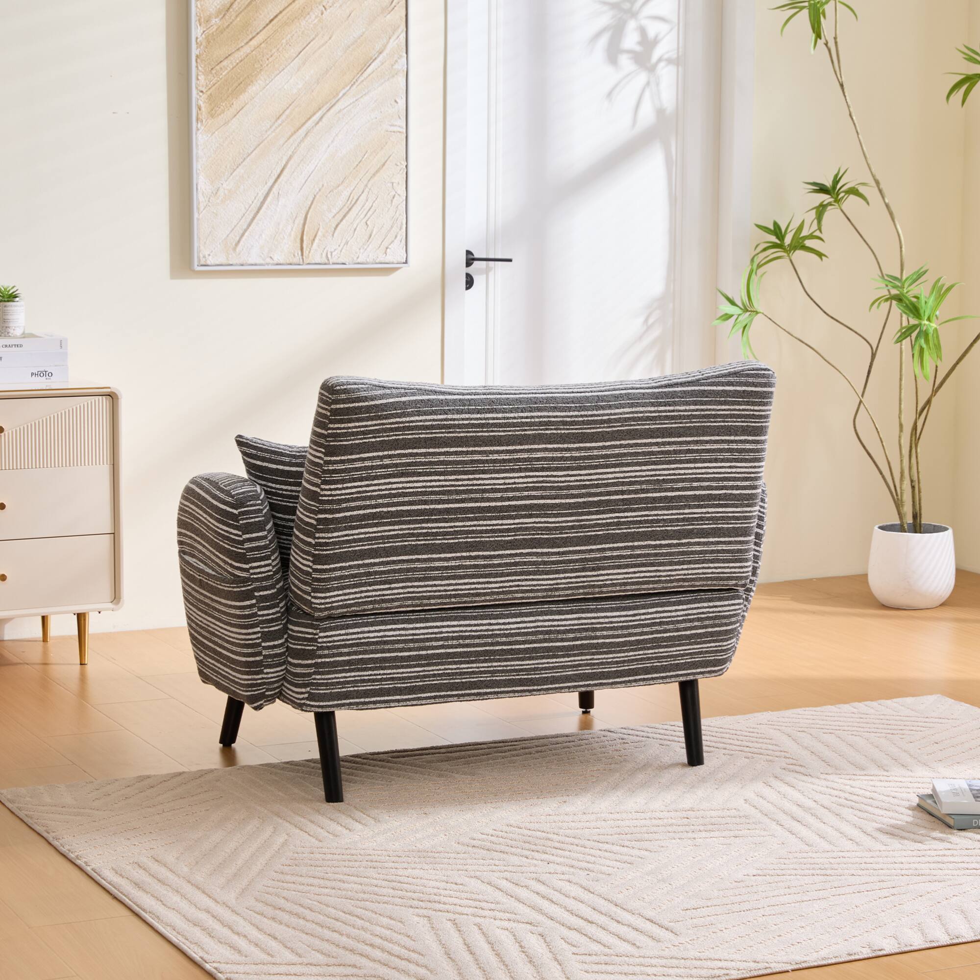 Alt View 8. GOODSILO - Modern Two-Seater Sofa with Ultra-Comfortable Armrests and Storage Pockets for Small Spaces - Dark Gray.