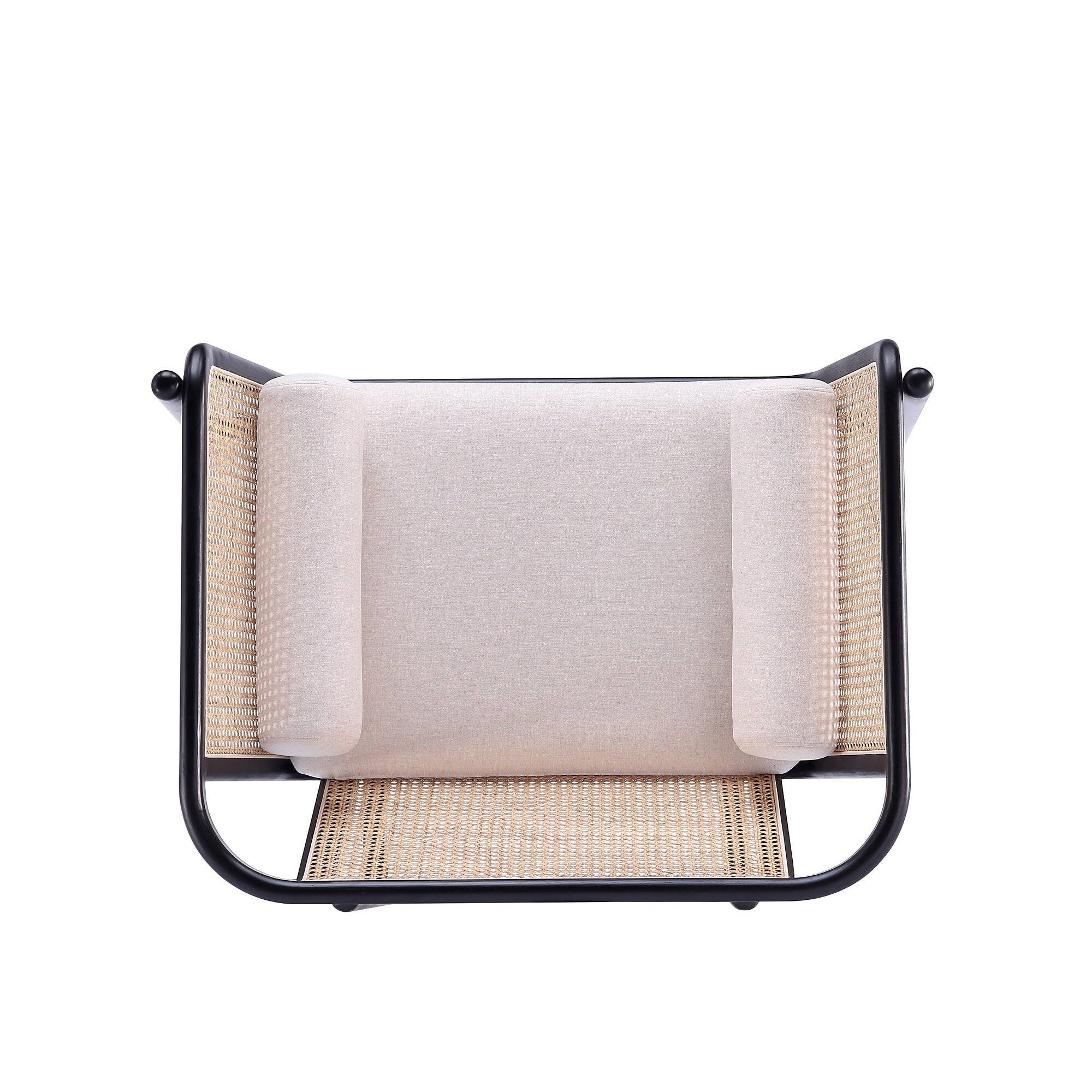 Alt View 4. Manhattan Comfort - Versailles Industry Chic Cane Wood Accent Armchair - Cream.