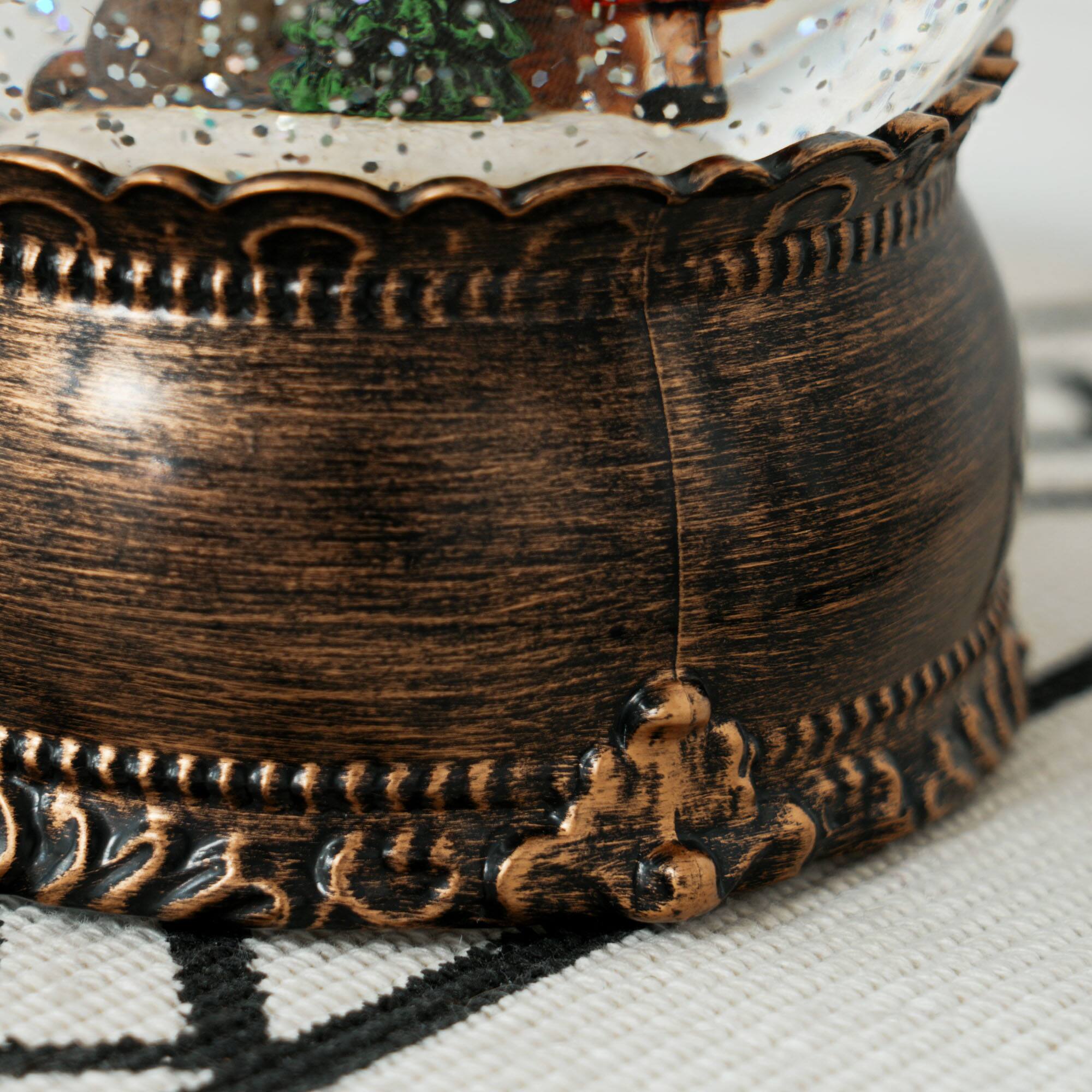 Alt View 5. Homcom - Christmas Snow Globe with Light, Musical Snow Globe with Swirling Glitter, Battery Operated Christmas Decoration - Bronze.