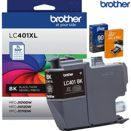 Brother - LC401XLBKS Genuine High Yield Black Ink Cartridge with Deco Essentials Guide