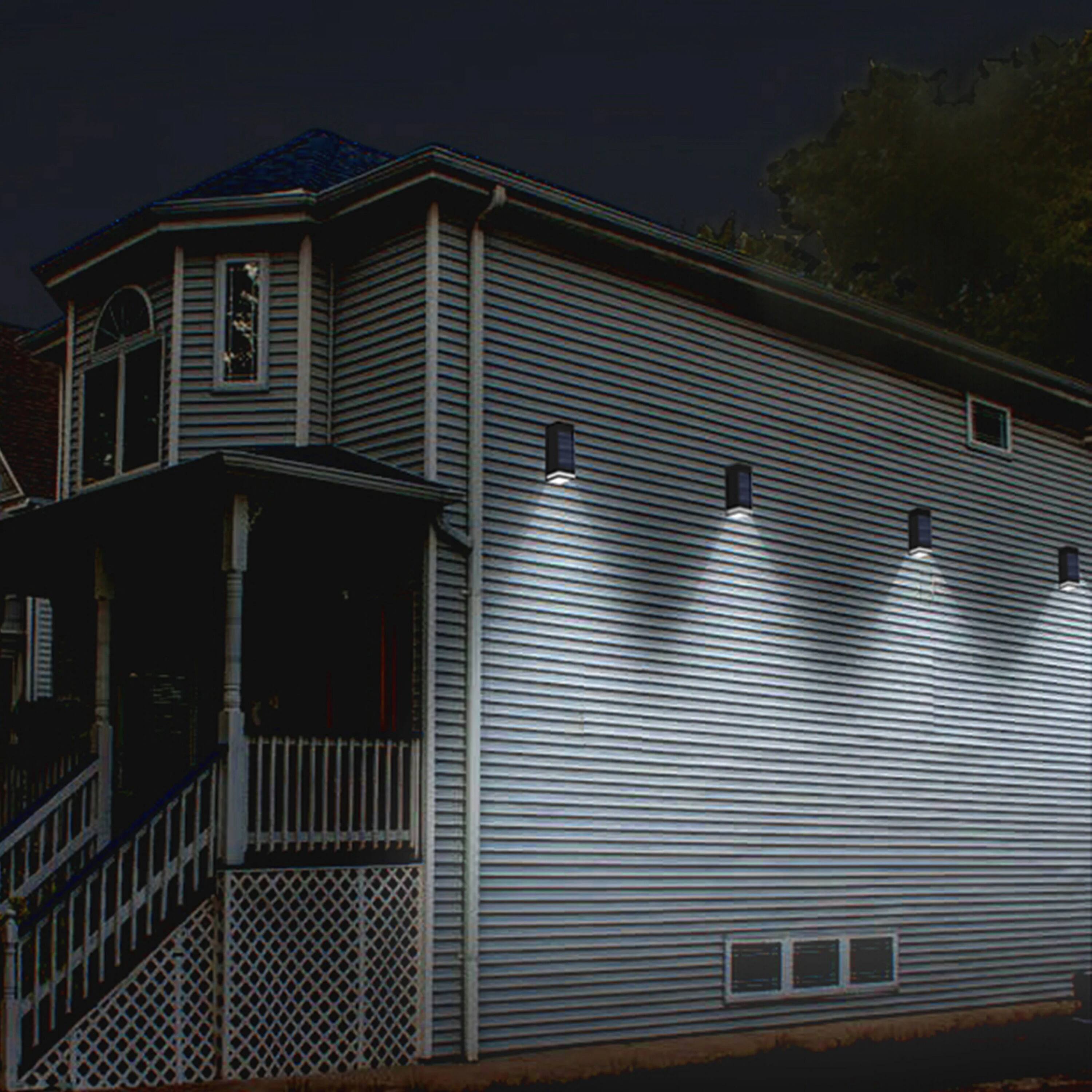 Alt View 8. Techko Maid - Solar Outdoor LED Wall Sconce - Single Direction Light - Black.