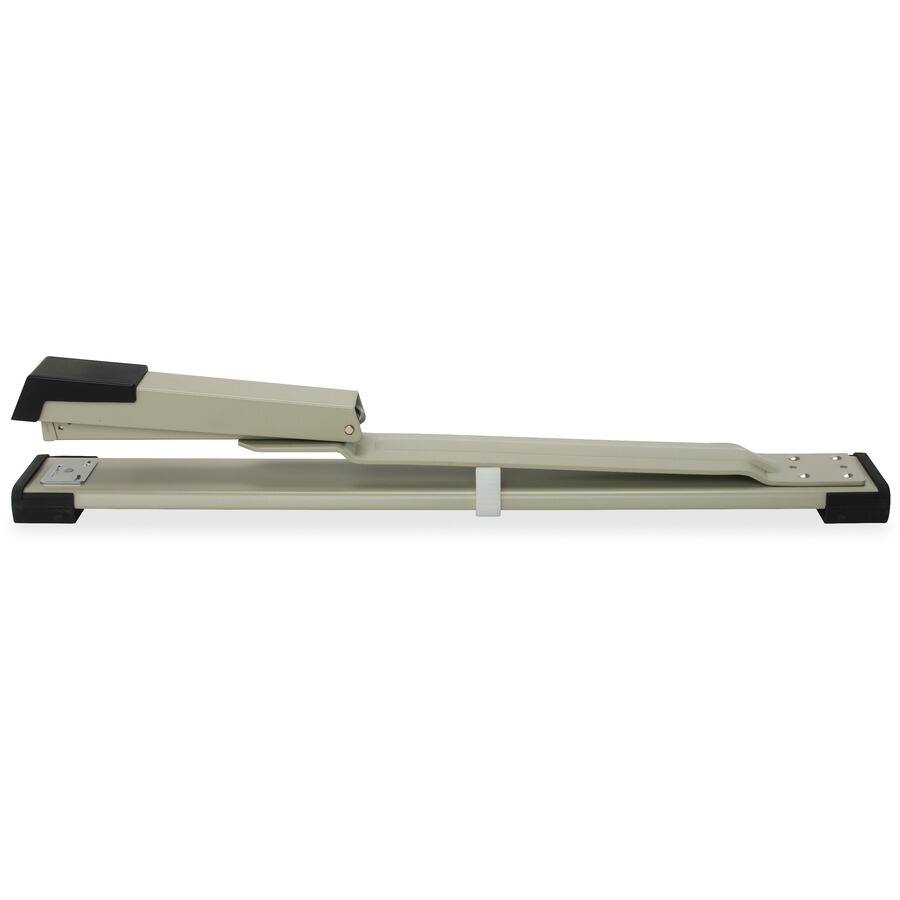 Angle. Business Source - Business Source Long Reach Stapler - Holds Upto 210 Staple - Full Strip - 12" Throat Depth - Putty Gray Black.