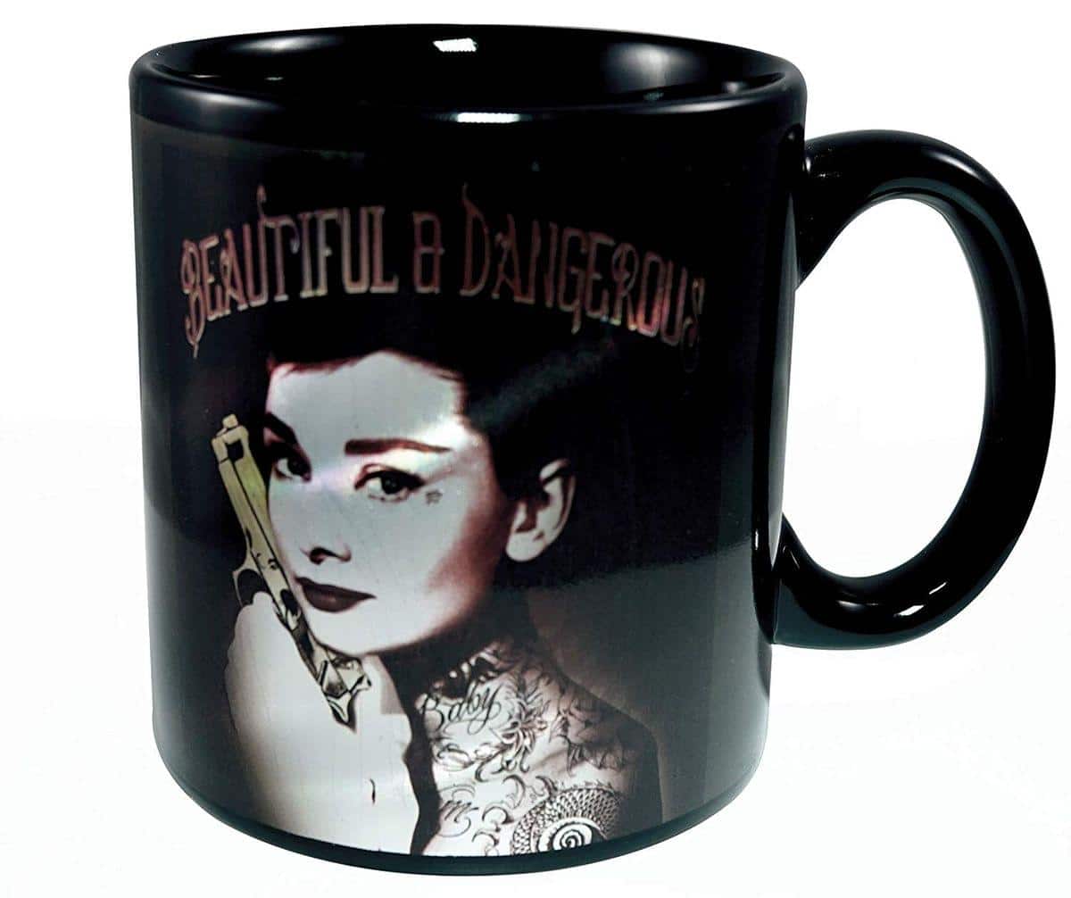 Just Funky - Audrey Hepburn Beautiful and Dangerous 20oz Ceramic Coffee Mug - Black/White price history on PriceWatchPro