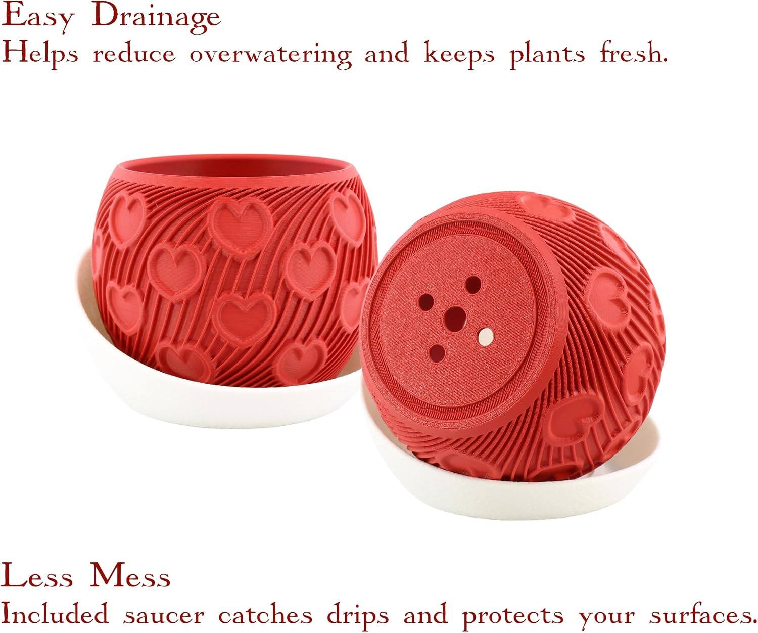 Easy Drainage  
Helps reduce overwatering and keeps plants fresh.  

Less Mess  
Included saucer catches drips and protects your surfaces.