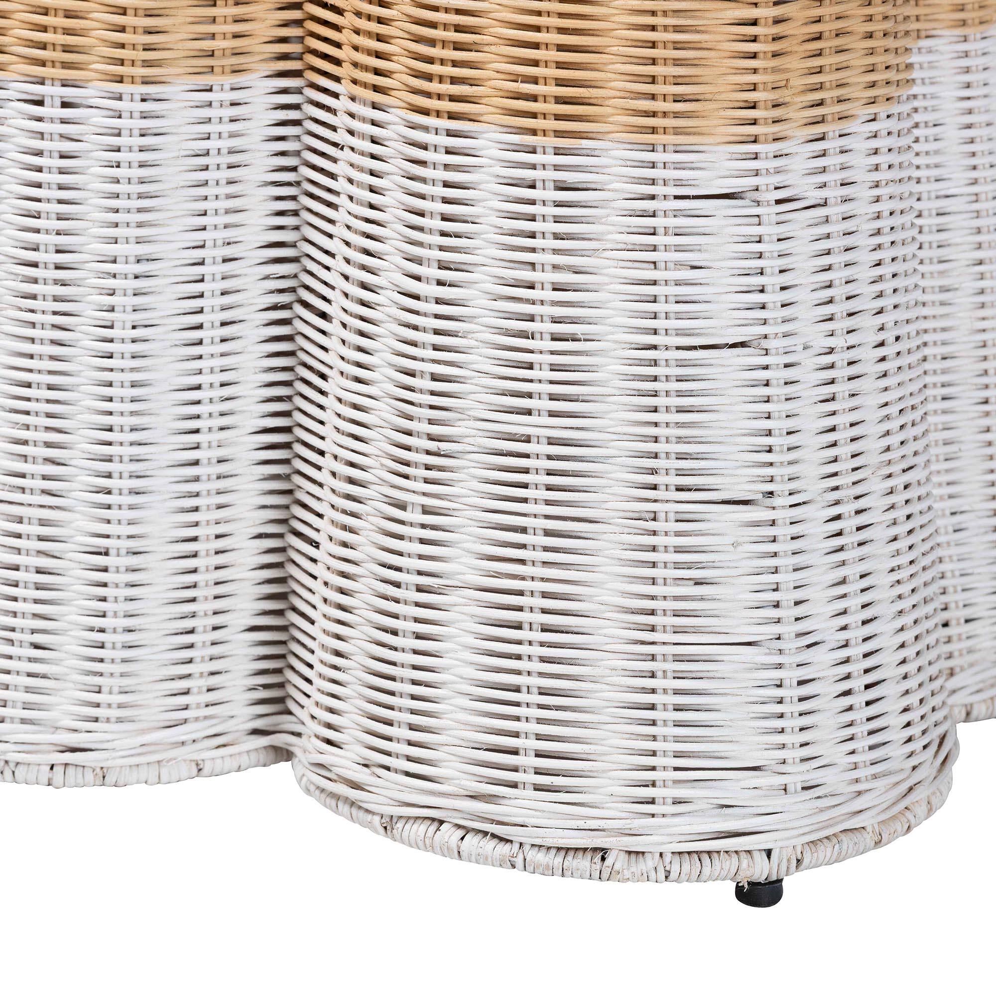 Alt View 1. bali & pari - bali & pari Palm Scallop Natural Rattan Console Table - Handwoven Wicker Accent Table, Rectangle 36", White/Natural - Natural Brown/White.