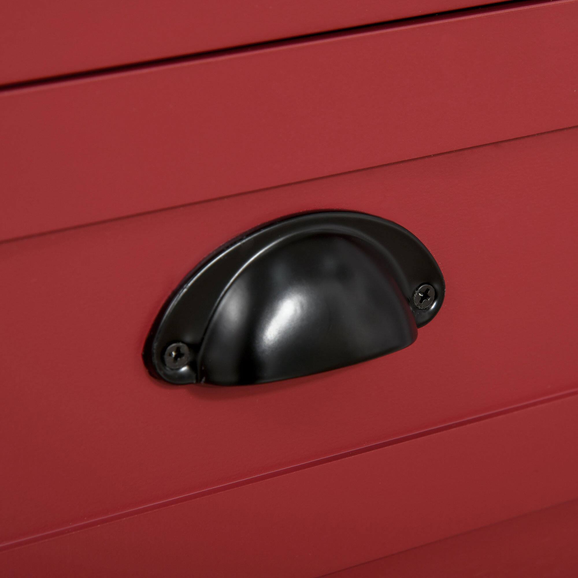 Alt View 8. Homcom - Coffee Bar Cabinet, Sideboard Buffet Cabinet, Kitchen Cabinet with 4 Drawers and Slatted Bottom Shelf for Kitchen - Red.