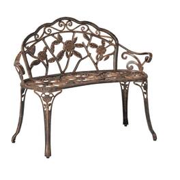 Hivvago - Outdoor Patio Garden Bench with Backrest Metal Finish - Antique Bronze