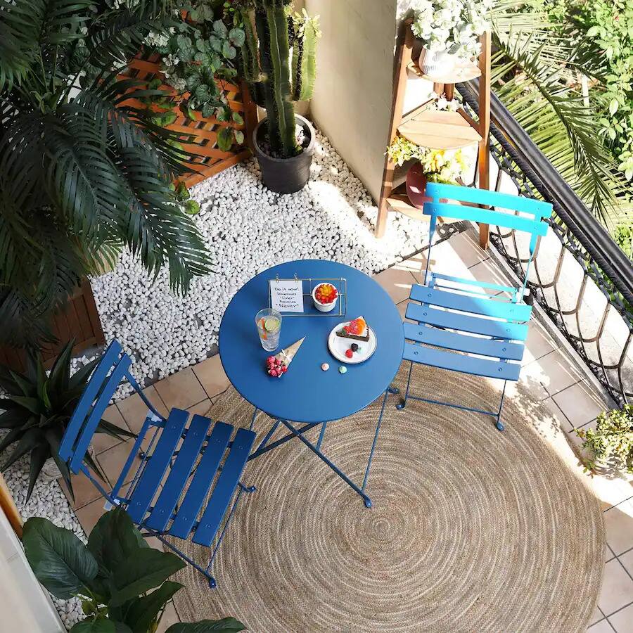Alt View 3. Yardgrace - 3-Piece Folding Bistro Set Outdoor/Indoor Conversation Set for Patio - Blue.