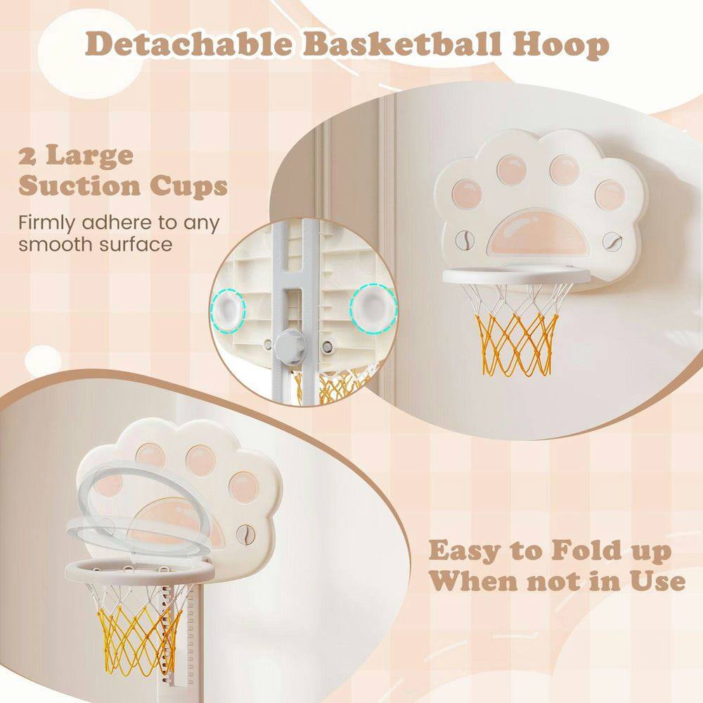 Detachable Basketball Hoop

2 Large Suction Cups  
Firmly adhere to any smooth surface

Easy to Fold up When not in Use