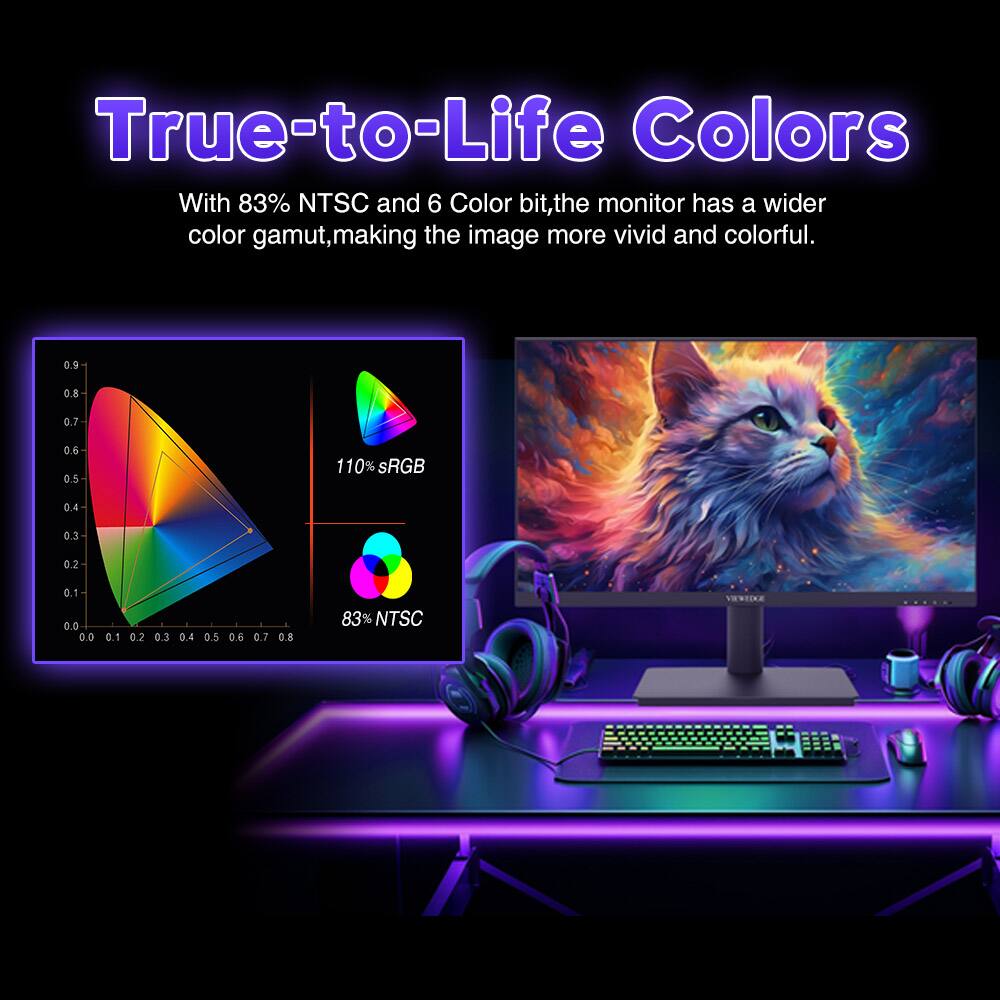 Alt View 1. Viewedge - Viewedge 24 Inch Gaming Monitor FHD 240hz, VA 1ms 1080p 110% sRGB, HDMI & DP Port, Support Wall Mount - Black.