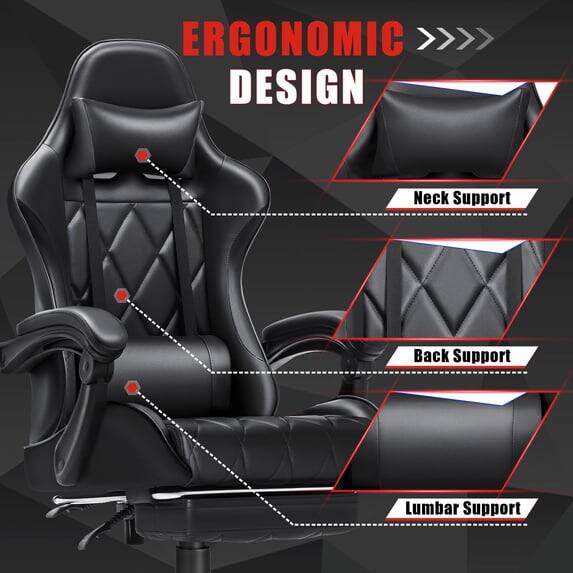 ERGONOMIC >>>> DESIGN

- Neck Support
- Back Support
- Lumbar Support