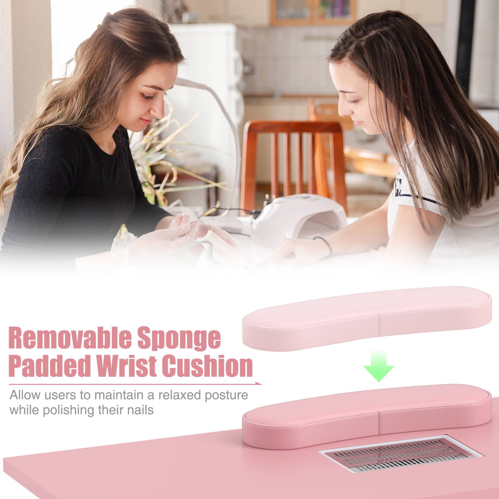 Removable Sponge Padded Wrist Cushion  
Allow users to maintain a relaxed posture while polishing their nails