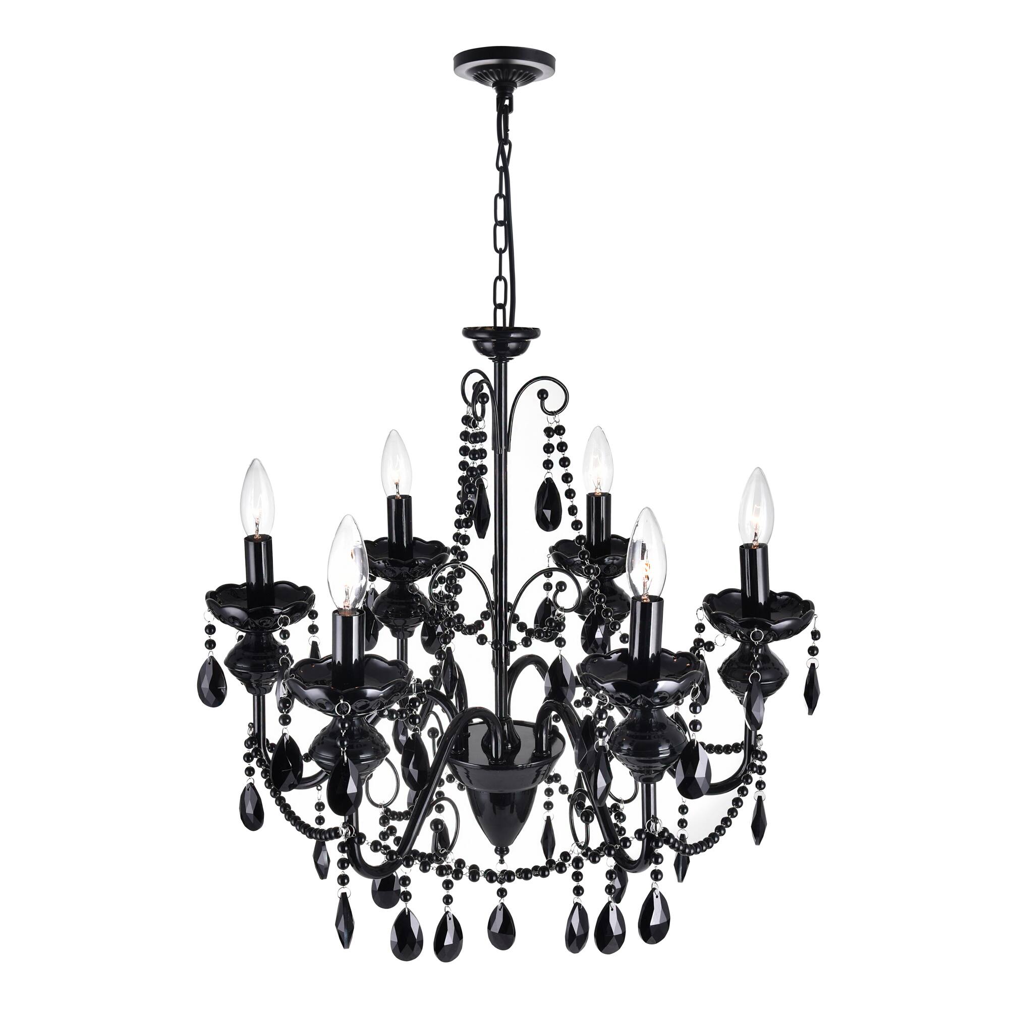 Angle. CWI Lighting - Keen 6 Light Up Chandelier With Black Finish - Black.