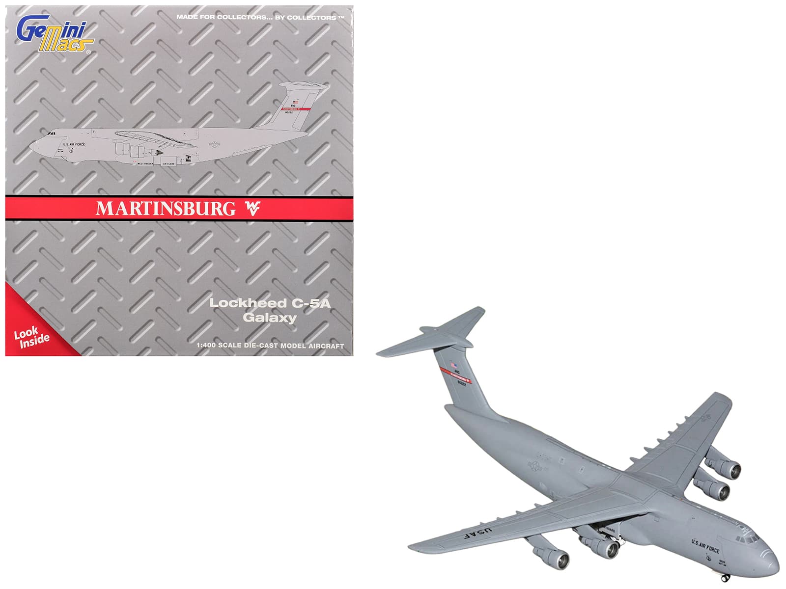 "Lockheed C-5A Galaxy Transport Aircraft ""Martinsburg Air Force Base"" US Air Force Gray 1/400 Diecast Model by GeminiJets" price history on PriceWatchPro