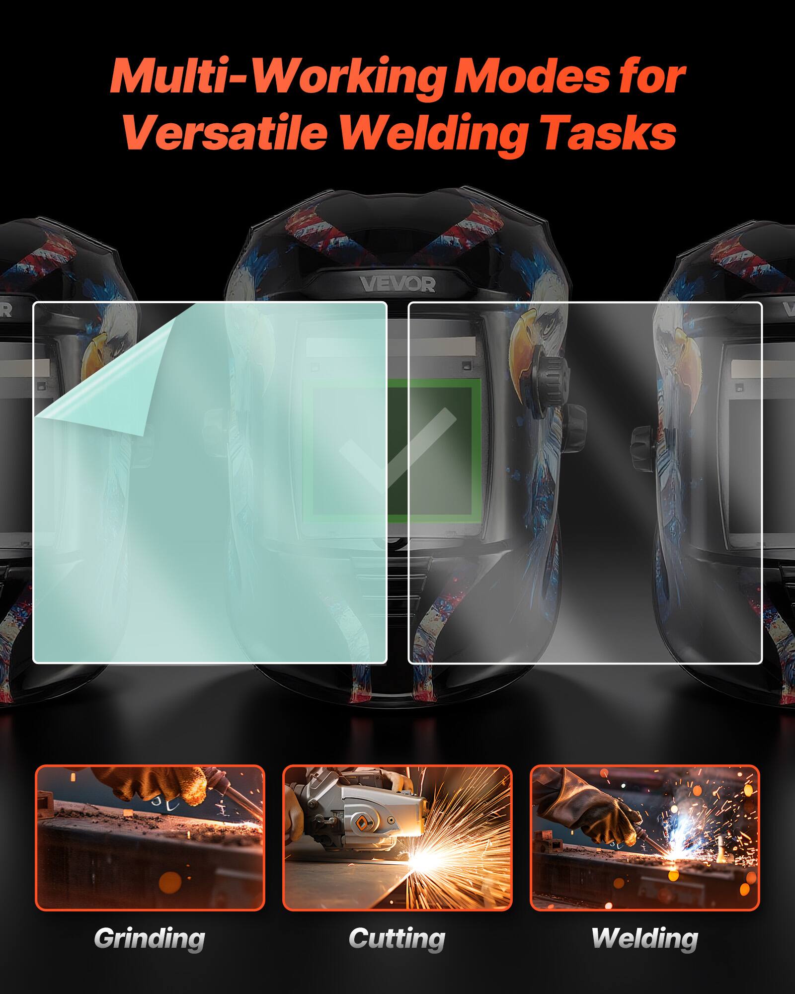 Multi-Working Modes for Versatile Welding Tasks

Grinding  
Cutting  
Welding