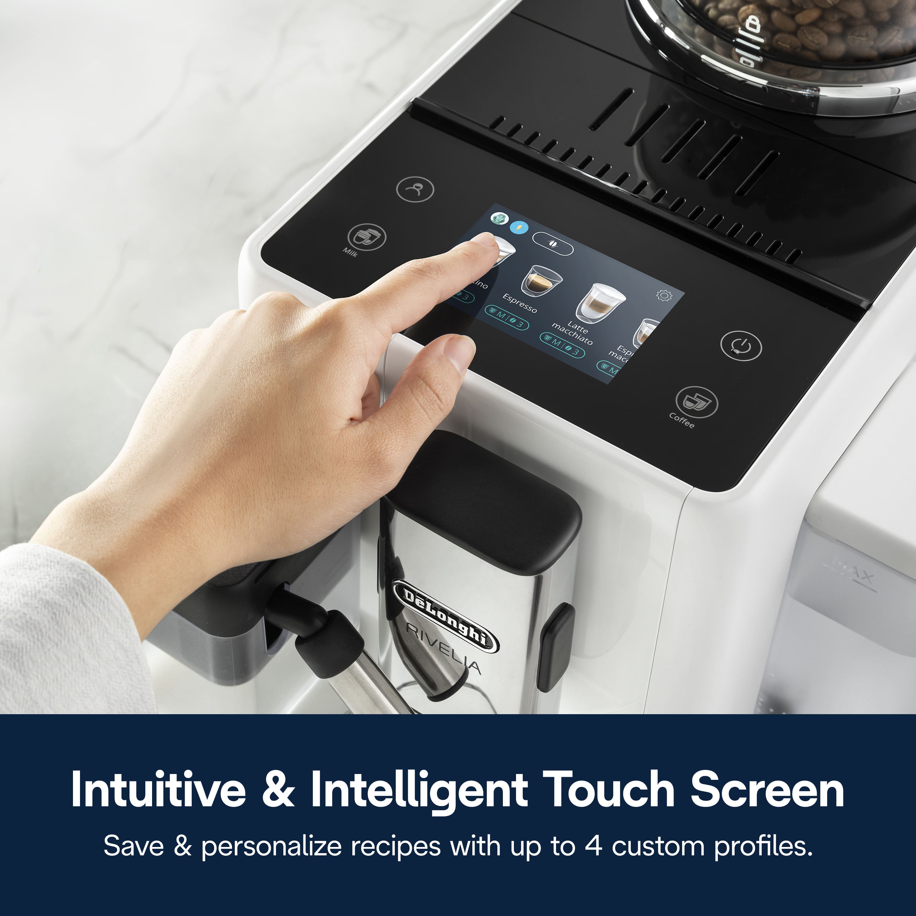Intuitive & Intelligent Touch Screen Save & personalize recipes with up to 4 custom profiles.