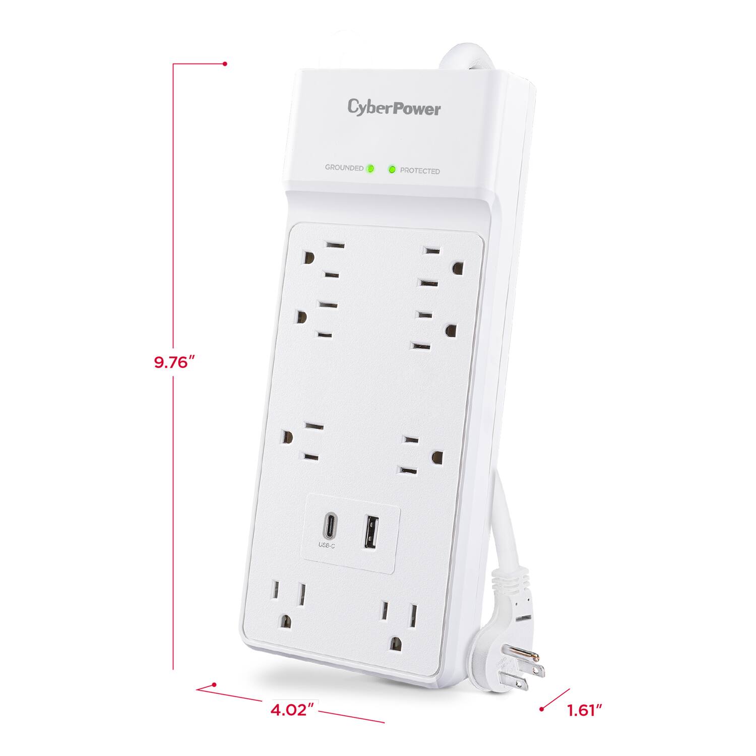 CyberPower GROUNDED PROTECTED  
9.76" x 4.02" x 1.61"