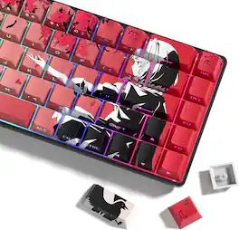 Womier - PBT Keycaps, Cherry Profile Dye-Sub Theme Keycaps for Cherry Gateron MX Switches Mechanical Keyboards - Pink-129 Keys