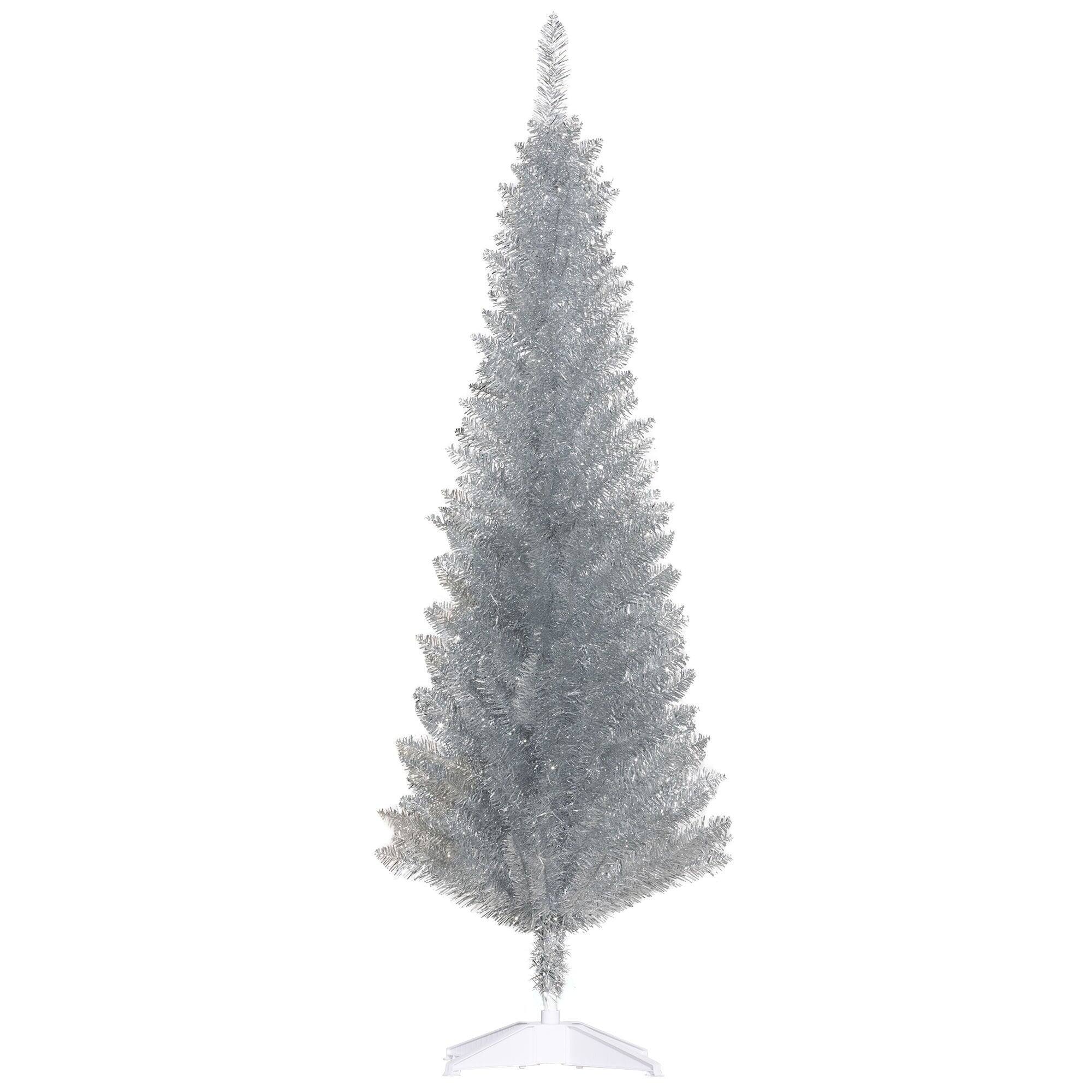 Alt View 5. BreeBe - 5 ft Artificial Pencil Christmas Tree - Silver.