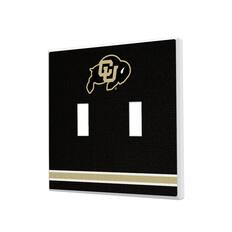 Front. Keyscaper - Colorado Buffaloes Stripe Design Double Toggle Light Switch Plate - Multicolor.