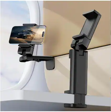 Front. PO3TICJUNKI3 - Universal Airplane Phone Holder In Flight Travel Mount 2 Pack Universal Compatible Smartphone Vehicle - Black -1 Pack.