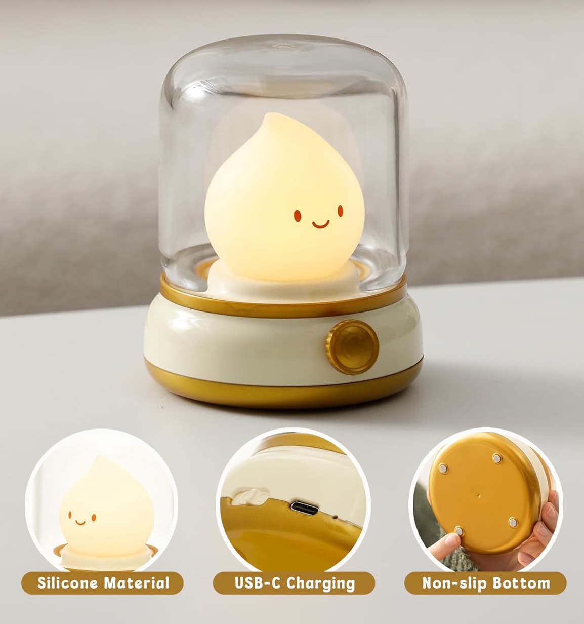 Silicone Material  
USB-C Charging  
Non-slip Bottom