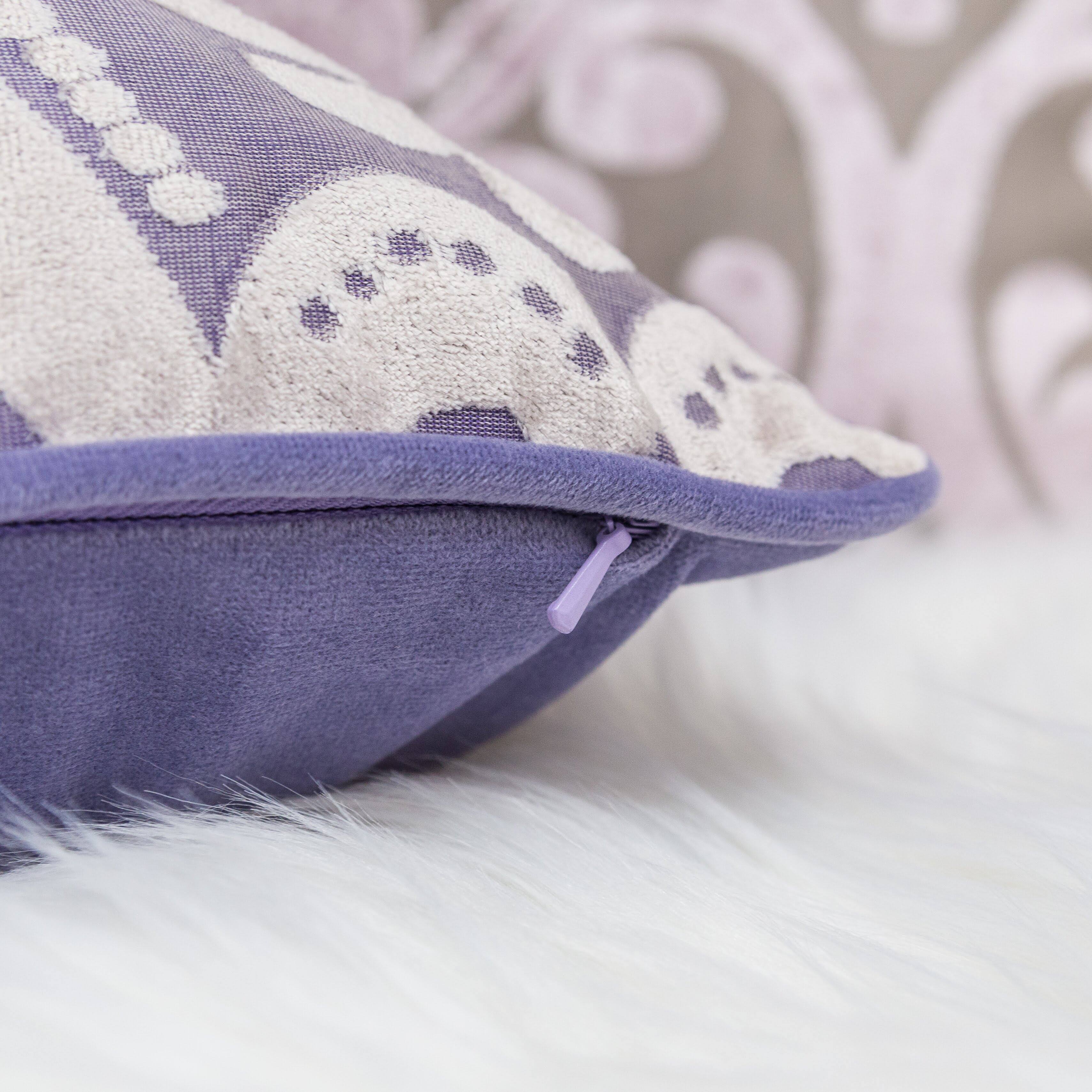 Alt View 1. LuXeo - Liana Cut Square Velvet Pillow Cover & Insert - PURPLE.