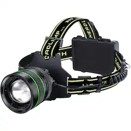 Cluzine - 60W White Laser Motion Sensor Headlamp, Digital Display Zoom Rechargeable Super Bright Long Range Outdoor Headlight - Black