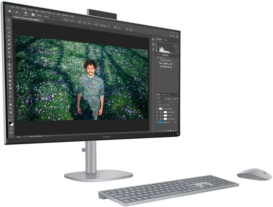 The text on the image reads: "Fie Edit Image Layer Type Select d Fiher OE 2.700 Views Weetom Minde: Normal Half Project Viand . 58% GB/1 Conchr 100% Fewc 0 Smouthting 1 y Mog Rerge x - - 9 7 i I 7 e + 1 T -p - - R 4 .. - . / +  - -.. pd 5 .a - : 1 So 1 s 1 haltwes -A . n 58% De: 12H/1A3H A Omnilludo N".