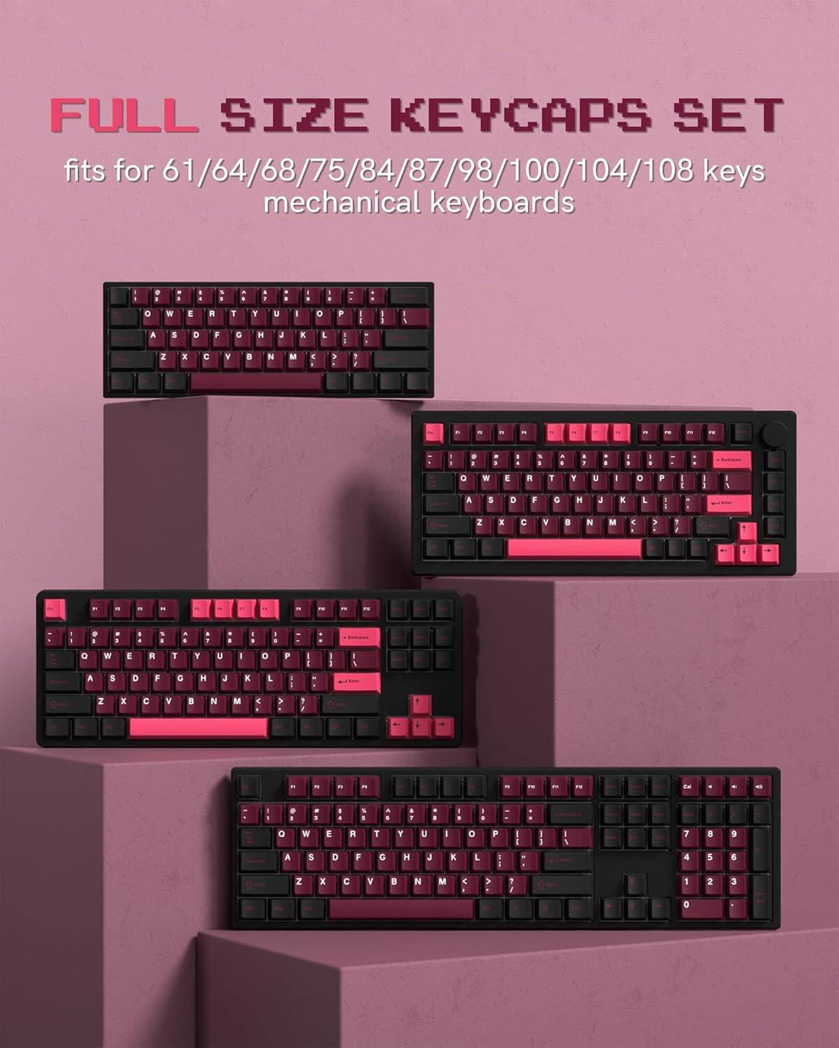 FULL SIZE KEYCAPS SET fits for 61/64/68/75/84/87/98/100/104/108 keys mechanical keyboards